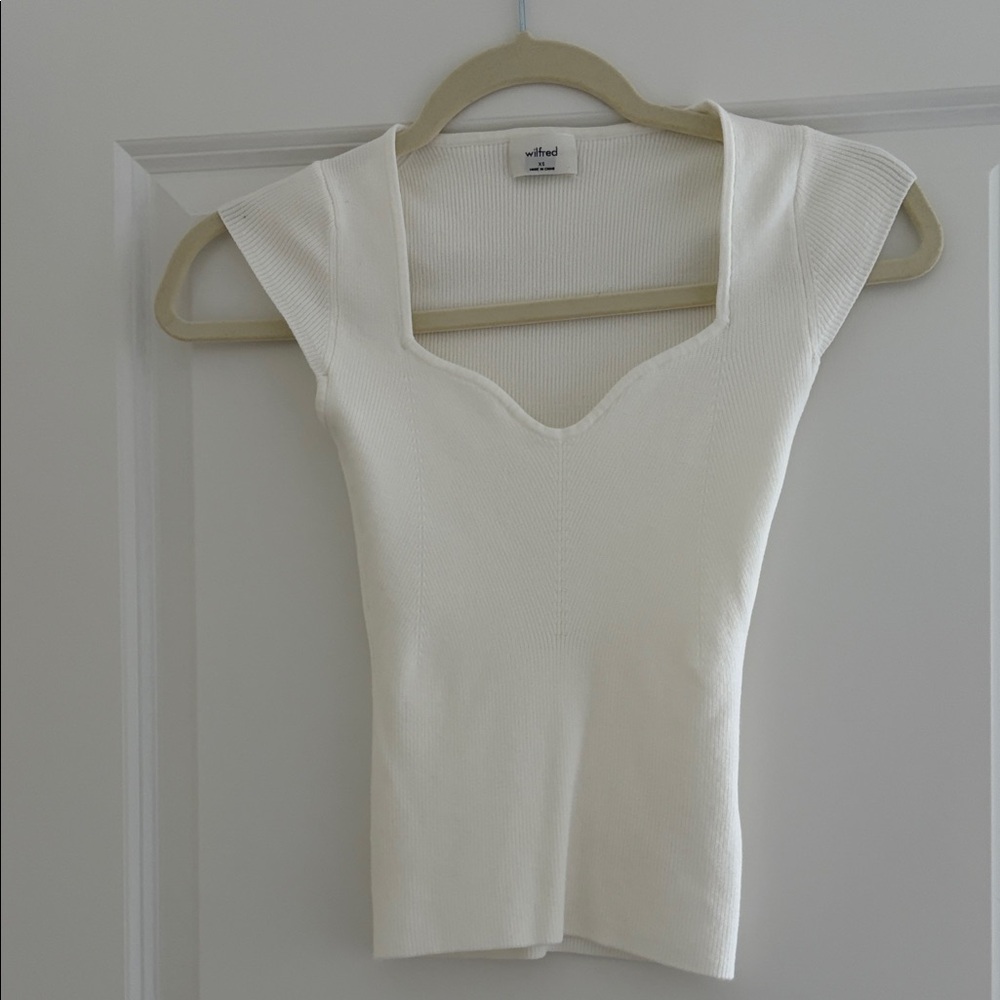 Wilfred Cream Ribbed Sweetheart Neck Tank